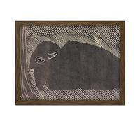 Artery8 Samuel Jessurun De Mesquita Reclining Bison Artwork Framed Wall Art Print 18X24 Inch