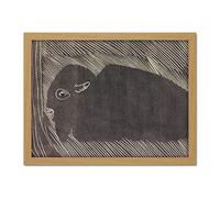 Artery8 Samuel Jessurun De Mesquita Reclining Bison Artwork Framed Wall Art Print 18X24 Inch