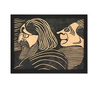 Artery8 Samuel Jessurun De Mesquita Two Mens Heads Artwork Framed Wall Art Print 18X24 Inch