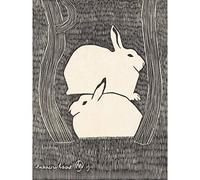 Artery8 Samuel Jessurun De Mesquita Two Snow Hare Premium Wall Art Canvas Print 18X24 Inch