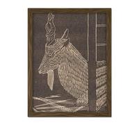 Artery8 Samuel Jessurun Mesquita Markhor Goat Deer Cage Artwork Framed Wall Art Print 18X24 Inch