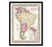 Artery8 Samuel Mitchell South America Political Divisions Map Artwork Framed A3 Wall Art Print