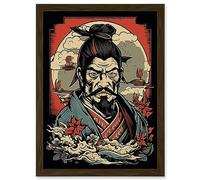 Artery8 Samurai Master Art Deco Tattoo Ink Body Art Rockabilly Americana 50s Artwork Framed A3 Wall Art Print