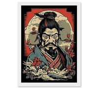 Artery8 Samurai Master Art Deco Tattoo Ink Body Art Rockabilly Americana 50s Artwork Framed A3 Wall Art Print