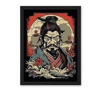 Artery8 Samurai Master Art Deco Tattoo Ink Body Art Rockabilly Americana 50s Artwork Framed Wall Art Print 18X24 Inch
