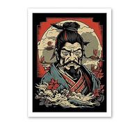 Artery8 Samurai Master Art Deco Tattoo Ink Body Art Rockabilly Americana 50s Artwork Framed Wall Art Print 18X24 Inch