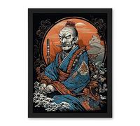Artery8 Samurai Master Old School USA Tattoo Ink Body Art Rockabilly Americana 50s Artwork Framed Wall Art Print 18X24 Inch