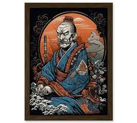 Artery8 Samurai Master Old School USA Tattoo Ink Body Art Rockabilly Americana 50s Artwork Framed Wall Art Print A4