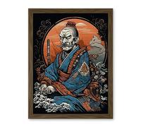 Artery8 Samurai Master Old School USA Tattoo Ink Body Art Rockabilly Americana 50s Artwork Framed Wall Art Print 18X24 Inch
