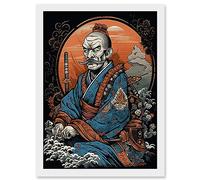 Artery8 Samurai Master Old School USA Tattoo Ink Body Art Rockabilly Americana 50s Artwork Framed Wall Art Print A4