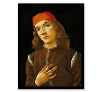Artery8 Sandro Botticelli Framed Wall Art Print Portrait Of A Youth - A4 Size