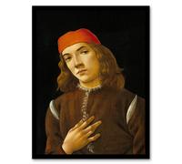 Artery8 Sandro Botticelli Framed Wall Art Print Portrait of a Youth in Black | Size: A4 Artery8 Black A4