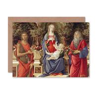 Artery8 Sandro Botticelli Madonna With Saints Cropped Fine Art Greeting Card Plus Envelope Blank Inside