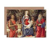 Artery8 Sandro Botticelli Madonna With Saints Cropped Fine Art Greeting Card Plus Envelope Blank Inside