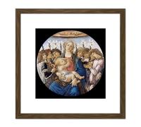 Artery8 Sandro Botticelli Mary With The Child & Singing Angels 8X8 Inch Square Wooden Framed Wall Art Print Picture with Mount in Brown Artery8 Brown