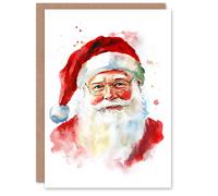 Artery8 Santa Claus Bright Portrait Blank For Him Or Her Art Xmas Festive Christmas Card