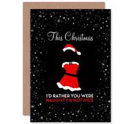 Wee Blue Coo Christmas Santa Funny Naughty Nice Kinky Sealed Greeting Card Plus Envelope Blank inside