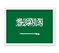 Artery8 Saudi Arabia National Flag Vexillology World Flags Country Region Poster Artwork Framed Wall Art Print A4 in White Artery8 White