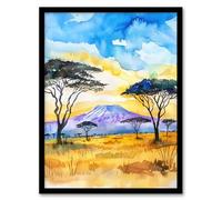 Artery8 Savanna Sunrise Mount Kilimanjaro Tanzania Living Room Art Print Framed Poster Wall Decor 12x16 inch