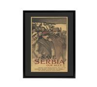 Artery8 Save Serbia Our Ally WWI Propaganda Steinlen Black Framed Canvas Art in Brown | Size: W12" x H16" Artery8 Brown W12" x H16"