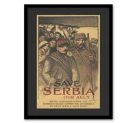 Artery8 Save Serbia Our Ally WWI Propaganda Steinlen Framed Wall Art Print in Brown | Size: W12" x H16" Artery8 Brown W12" x H16"