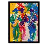 Saxophone Players Jazz Music Fest Abstract Framed Art Print Artery8 Multi A4