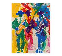 Saxophone Players Jazz Music Fest Abstract Wall Art Print Artery8 Multi W24 inch x H32 inch