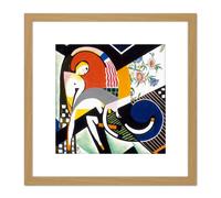 Artery8 Sayen Thundershower Modernist Abstract Painting 8X8 Inch Square Wooden Framed Wall Art Print Picture with Mount in Light Oak Artery8 Light Oak