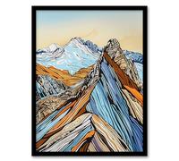 Artery8 Scafell Pike Mountain Peaks Stylised Landscape Living Room Artwork Framed Wall Art Print A4