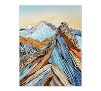 Artery8 Scafell Pike Mountain Peaks Stylised Landscape Living Room Extra Large XL Wall Art Poster Print