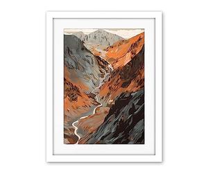Artery8 Scaffel Pike Hiking Trail Rocky Mountain Landscape Artwork Framed Wall Art Print 18X24 Inch