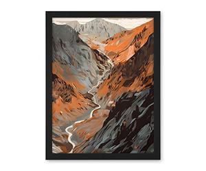 Artery8 Scaffel Pike Hiking Trail Rocky Mountain Landscape Artwork Framed Wall Art Print 18X24 Inch