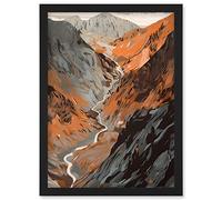 Artery8 Scaffel Pike Hiking Trail Rocky Mountain Landscape Artwork Framed Wall Art Print A4