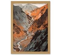 Artery8 Scaffel Pike Hiking Trail Rocky Mountain Landscape Artwork Framed Wall Art Print A4