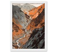 Artery8 Scaffel Pike Hiking Trail Rocky Mountain Landscape Artwork Framed Wall Art Print A4
