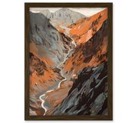 Scaffel Pike Hiking Trail Rocky Mountain Landscape Artwork Framed Wall Art Print A4 Artery8 Brown One Size