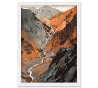 Artery8 Scaffel Pike Hiking Trail Rocky Mountain Landscape Artwork Framed Wall Art Print A4 in White Artery8 White