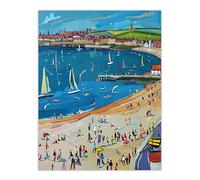 Scarborough North Bay Beach Pier Seaside Holiday Wall Art Print Artery8 Blue W24 inch x H32 inch