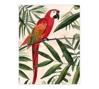 Artery8 Scarlet Macaw Parrot on Tropical Tree Branch Living Room Extra Large XL Wall Art Poster Print