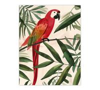 Artery8 Unframed Wall Art Scarlet Macaw Parrot On Tropical Tree Branch - 12X16 Inch