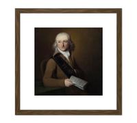 Artery8 Scheffer Portrait Leonard Van Der Voort Painting 8X8 Inch Square Wooden Framed Wall Art Print Picture with Mount in Brown Artery8 Brown