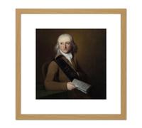Artery8 Scheffer Portrait Leonard Van Der Voort Painting 8X8 Inch Square Wooden Framed Wall Art Print Picture with Mount in Light Oak Artery8 Light Oak