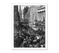 Artery8 Schell Hogan 1884 Wall Street Panic New York Engraving Artwork Framed Wall Art Print 18X24 Inch