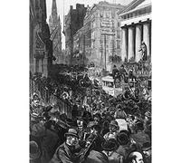 Artery8 Schell Hogan 1884 Wall Street Panic New York Engraving Premium Wall Art Canvas Print 18X24 Inch