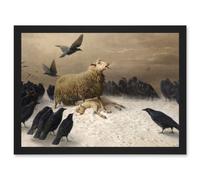 Artery8 Schenck Anguish Sheep Ewe Crows Lamb Carrion Painting Artwork Framed Wall Art Print A4 in Black Artery8 Black