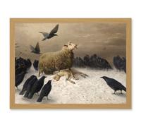 Artery8 Schenck Anguish Sheep Ewe Crows Lamb Carrion Painting Artwork Framed Wall Art Print A4
