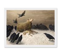 Artery8 Schenck Anguish Sheep Ewe Crows Lamb Carrion Painting Artwork Framed Wall Art Print A4