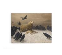Artery8 Schenck Anguish Sheep & Murder Of Crows Canvas Wall Art Print in Brown | Size: W12" x H16" Artery8 Brown W12" x H16"