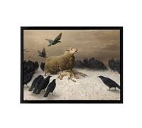 Artery8 Schenck Anguish Sheep & Murder Of Crows Framed Canvas Wall Art Print in Brown | Size: W12" x H16" Artery8 Brown W12" x H16"
