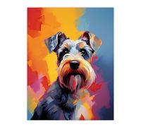 Artery8 Schnauzer Dog Lover Gift Pet Portrait Colourful Artwork Painting Large Wall Art Poster Print Thick Paper 18X24 Inch